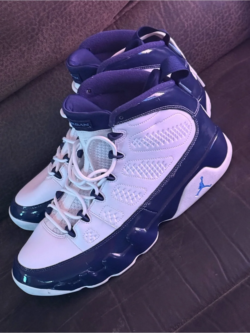 Jordan High-Top Sneakers in White & blue